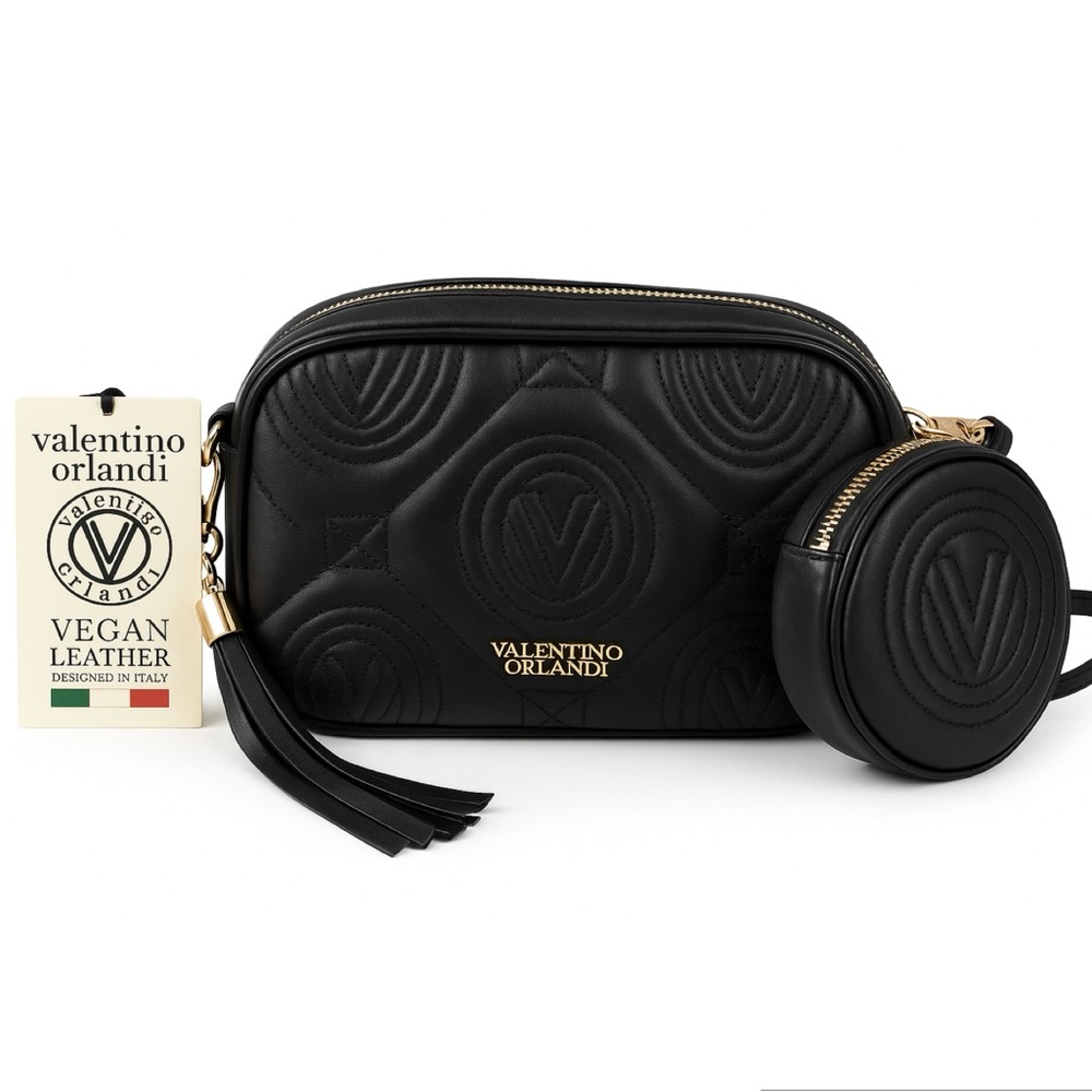 Valentino Orlandi Black Vegan Leather Bag Set
